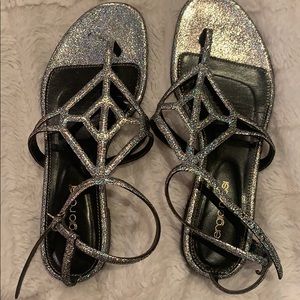 SERGIO ROSSI 36 rainbow iridescent sandals buckle